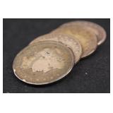 Lot of 4 Silver Barber Half Dollars