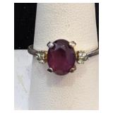 Brass Birthstone Ring Size 9.5  - Feb Birthstone