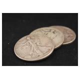 Lot of 3 Silver Walking Liberty Half Dollar