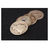 Lot of 4 Mixed Date Mercury Silver Dimes