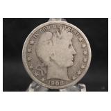 1908-D Silver Barber Half Dollar