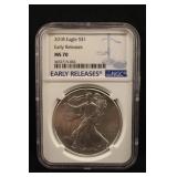 2018 MS70 Certified 1oz .999 Silver Eagle
