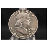 1958-D Silver Frankling Half Dollar