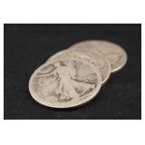 Lot of 3 Silver Walking Liberty Half Dollar