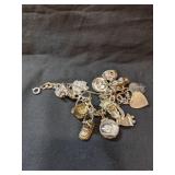 Sterling Charm Bracelet with Lots of Charms