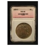 1926-D Certified U.S. Silver Peace Dollar