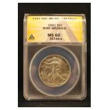 1941 Certified Walking Liberty Silver Half Dollar