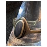 .925 Silver Oval Ring With Dk Cabochon Stone  Sz