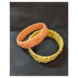 Vintage Deeply Carved Floral Celluloid Bangle