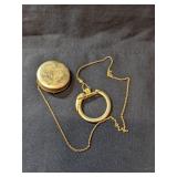 Antique Key Fob Brooch with Chain