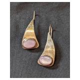 Vintage .925 Silver Earrings w/Rose Quartz