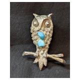 Owl Fashion Brooch 1 1/2" Long   Vintage