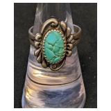 .925 Silver and Turquoise Ring Sz 5.5   4.1g