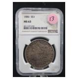 1886 MS63 Morgan Silver Dollar Certified