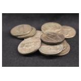 Lot of 10 Jefferson Mixed Date Silver War Nickel's