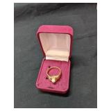 Gold Electroplate Opal Fashion Ring  Size 11