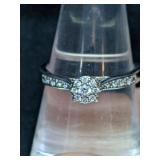 10K White Gold Engagement Ring  1/5 CTW   2.3g