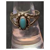Sterling Turquoise Ring  Size 4.5   2.6g