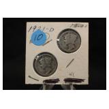 Lot of 2 1921-D Mercury Silver Dimes Key Dates