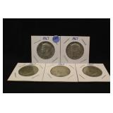 Lot of 5 40% Silver 1967 Kennedy Half Dollars