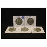 Lot of 5 1966 40% Silver Kennedy Half Dollar