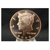 1oz .999 Pure Copper Kennedy Round