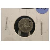 3 Cent Silver Civil War Era Coin *Holed