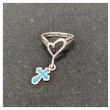 Sterling Silver Ring With Heart Motif   2. grams