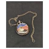 Patriotic Silvertone Pocket Watch - Eagle and Flag