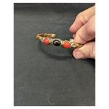 Tibetan Coral and Onyx Copper Cuff Bracelet