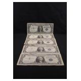 Lot of 5 Silver Certificate Notes