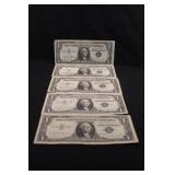 Lot of 5 Silver Certificate Notes
