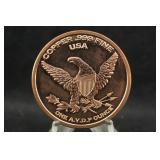 1oz .999 Pure Copper Round