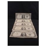 Lot of 5 Silver Certificate Notes