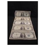 Lot of 5 Silver Certificate Notes