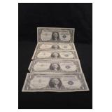 Lot of 5 Silver Certificate Notes