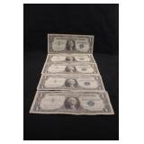 Lot of 5 Silver Certificate Notes