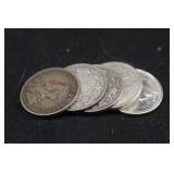 Lot of 5 Mixed Date Canada Silver Quarters