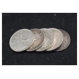 Lot of 5 Mixed Date Canada Silver Quarters