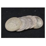 Lot of 5 Mixed Date Canada Silver Quarters