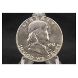 1951-D Uncirculated Franklin Silver Half Dollar