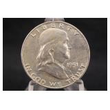 1951-D Uncirculated Franklin Silver Half Dollar