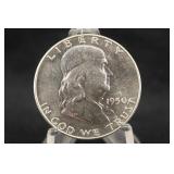 1950-P Uncirculated Franklin Silver Half Dollar