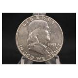 1951-D Uncirculated Franklin Silver Half Dollar