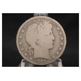 1902-S Barber Silver Half Dollar