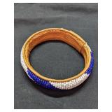 Swahili Coast Beaded Leather Bangle Bracelet