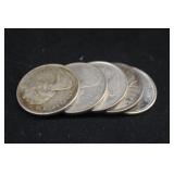 Lot of 5 Mixed Date Canada Silver Quarters
