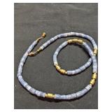 Vintage Blue Sponge Coral Necklace  18'