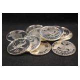 Lot of 10 Silver Proof Washinton Quarters