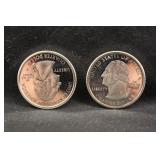 Lot of 2 Silver Proof State Washington Quarter